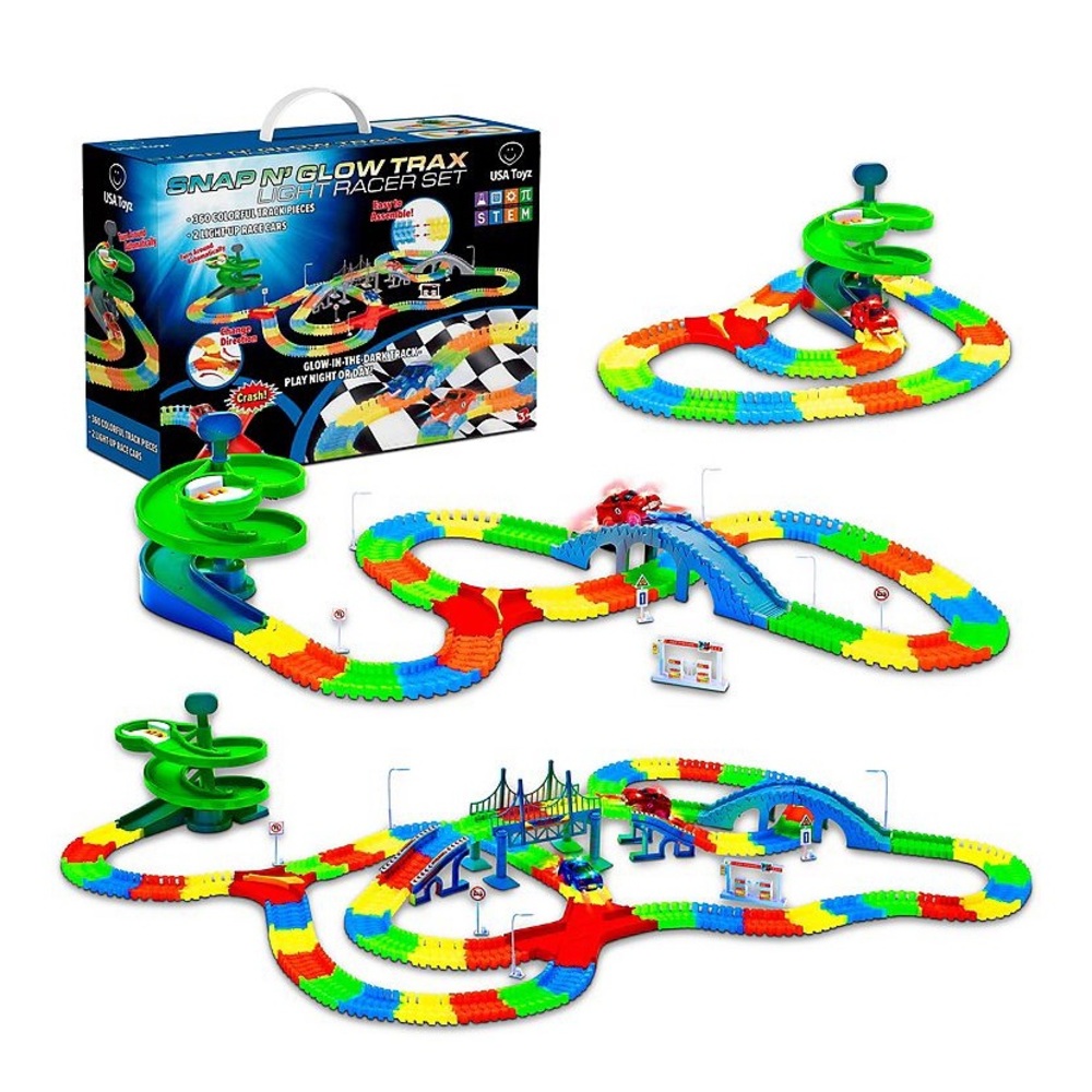 Snap N Glow Trax Light Racer Set Stem Toy for Boys and Girls New Age 3 and up